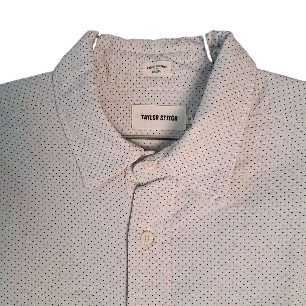 Taylor Stitch The California Shirt Men's 44 (Large)  White Polka Dot Portugal